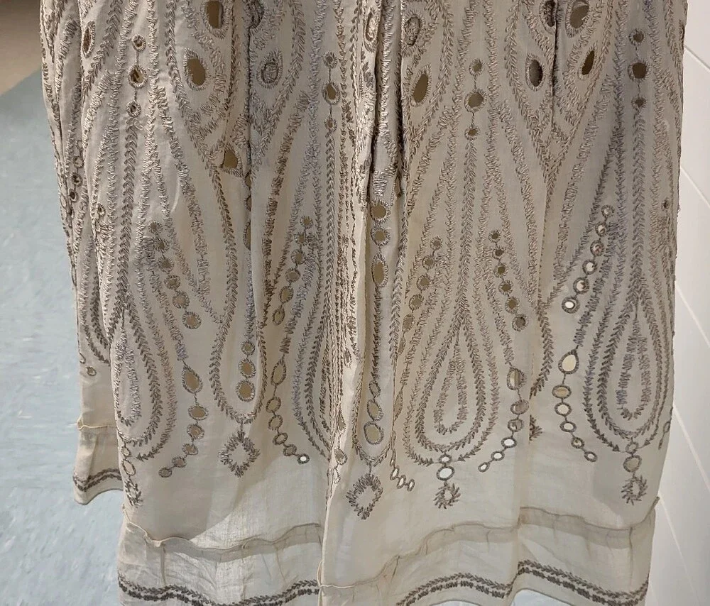 Talbots Bohemian Cream Embroidered Midi Skirt - Picture 2 of 13